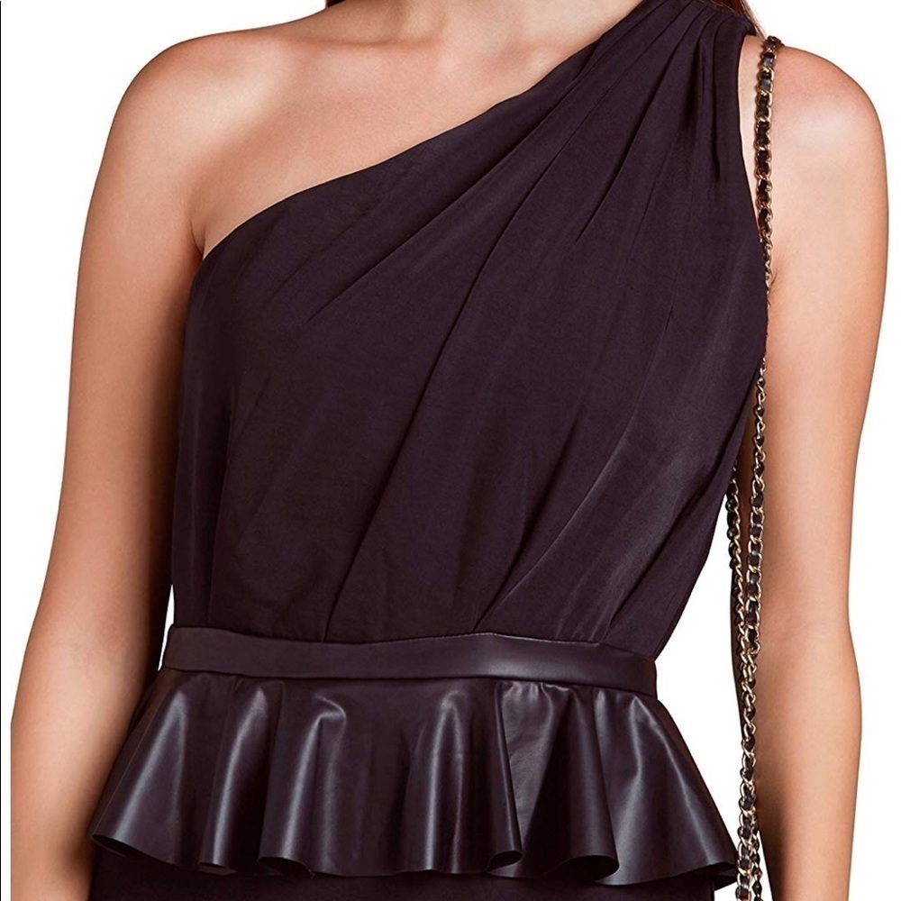 Women's one shoulder black ruffle mini dress size M - Picture 5 of 11